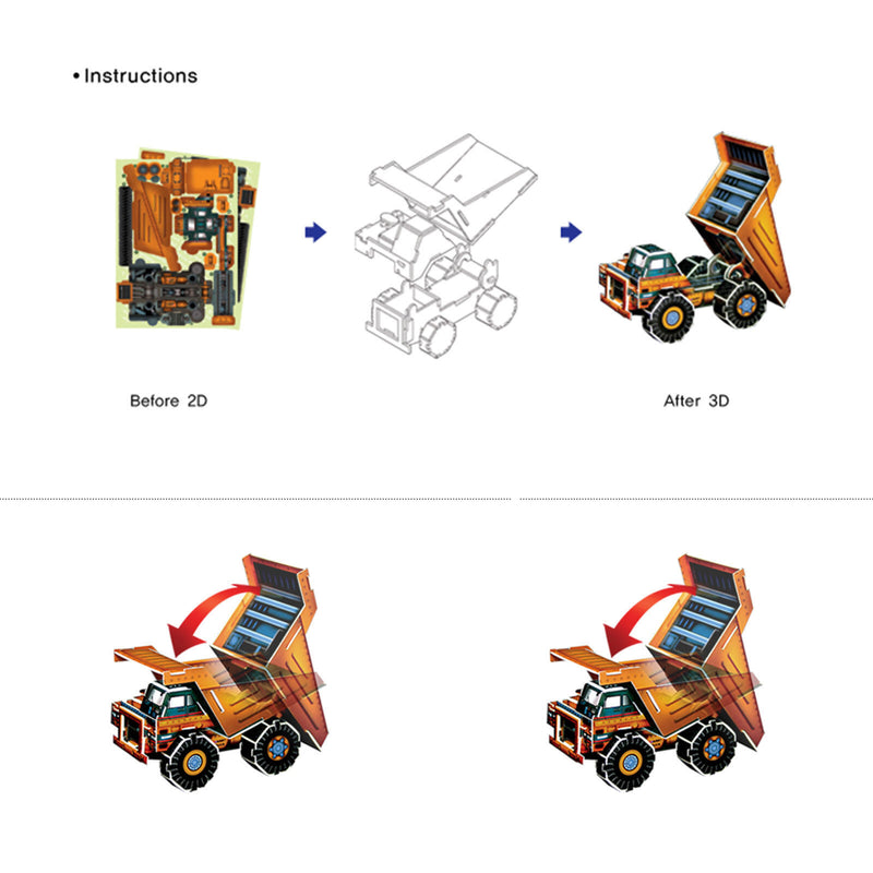 Pop Out World Dump Truck  3D Puzzle Model Building Kit