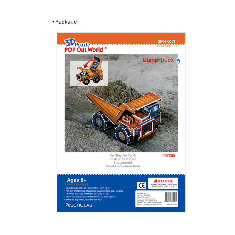 Pop Out World Dump Truck  3D Puzzle Model Building Kit