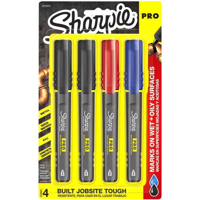 Sharpie Sharpie Pro 4pk Permanent Ink Markers Pens For Wet, Oily, Dusty Surfaces