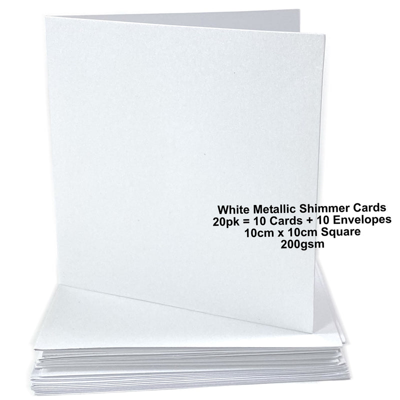 Kraft Collection White Shimmer Blank Square Cards & Envelopes 10cm x 10cm