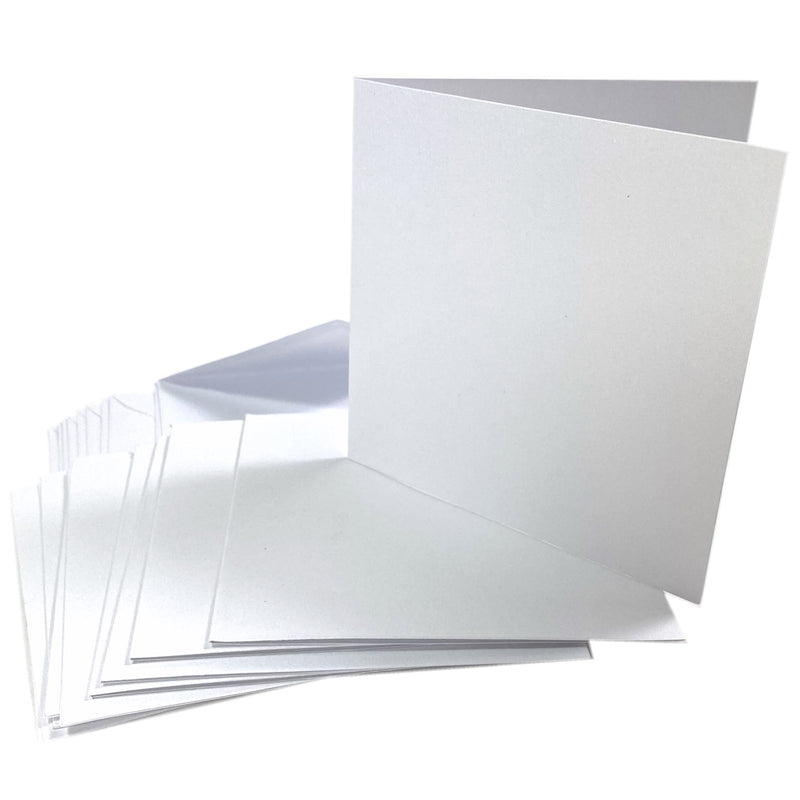 Kraft Collection White Shimmer Blank Square Cards & Envelopes 10cm x 10cm
