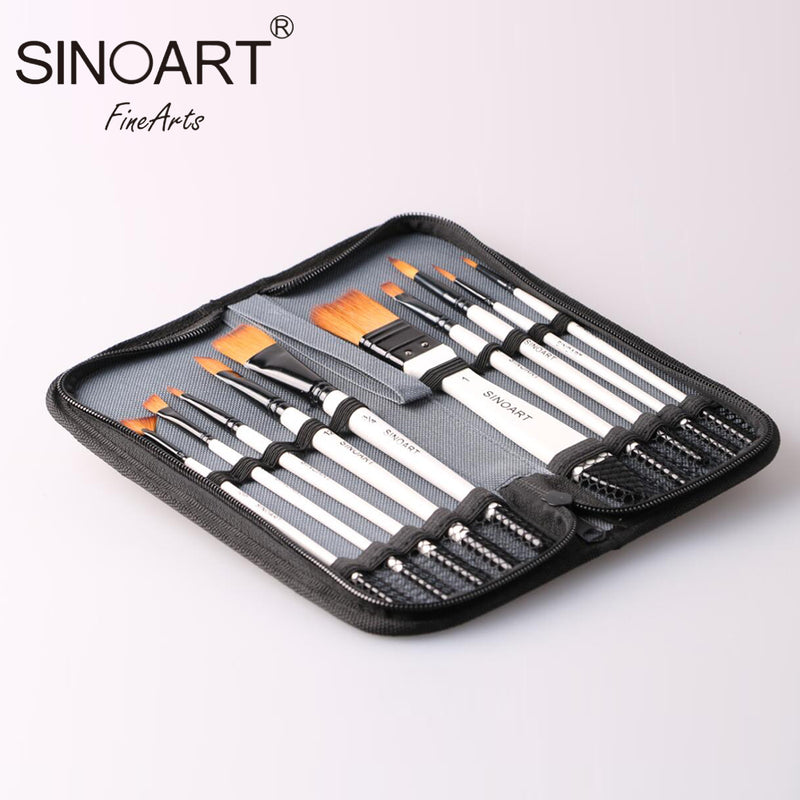 Sinoart Sinoart Paint Brush Set in Storage Wallet - 10pk