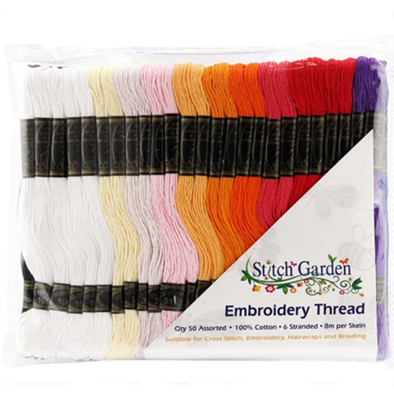 Stitch Garden Stitch Garden Embroidery Thread 100% Cotton 8m x 50 Skeins Assorted