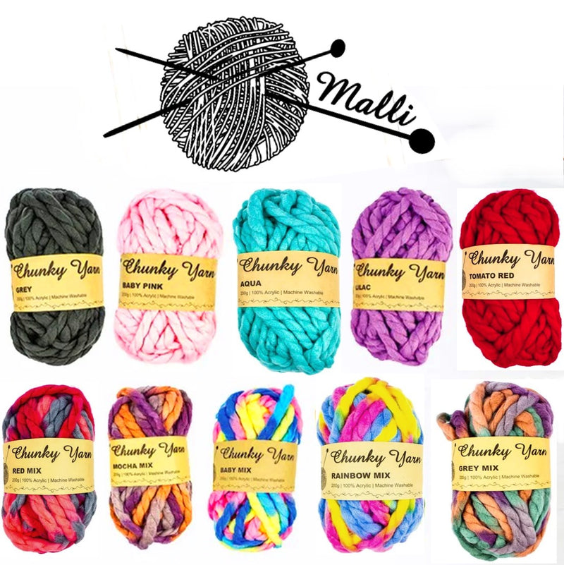 Malli Knitting Malli Knitting 200g Super Chunky Yarn Grey Mix