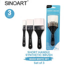 Sinoart Sinoart White Taklon Flat Wash Paint Brush Set - 3 Sizes