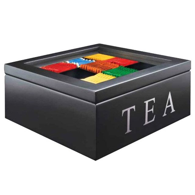 Unigift Wooden Tea Box - Black 9 Compartments