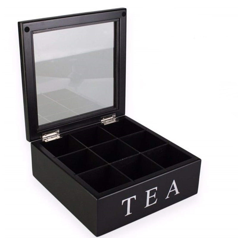 Unigift Wooden Tea Box - Black 9 Compartments