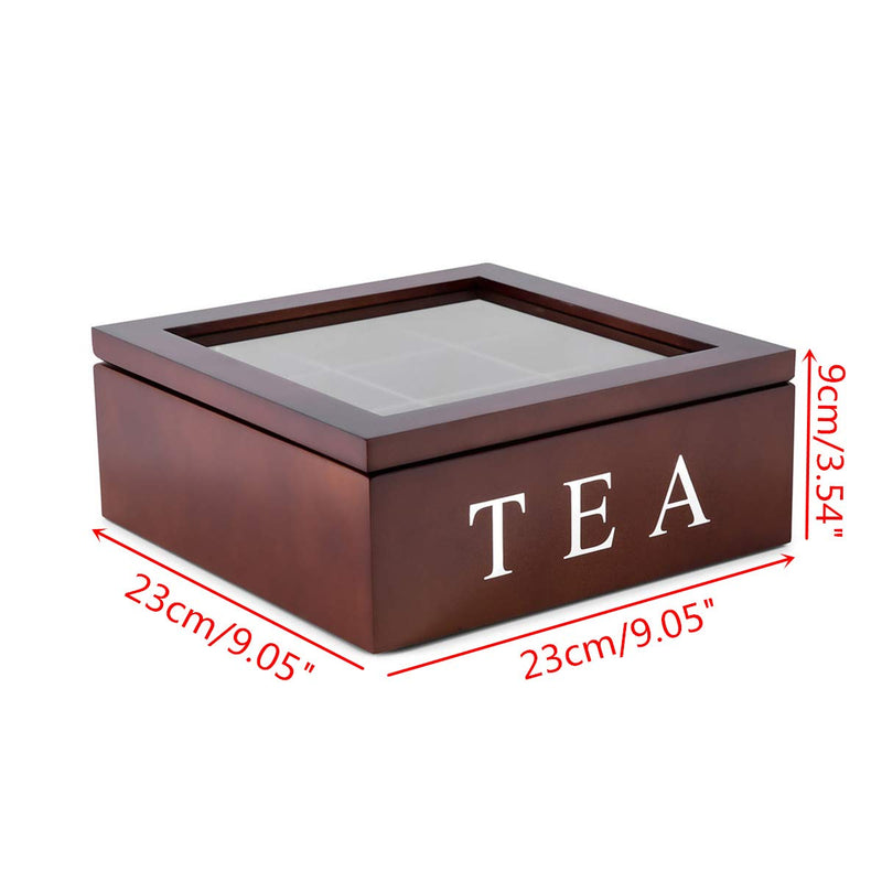 Unigift Wooden Tea Box - Brown 9 Compartments