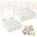 Unigift Wooden Tea Box - White 9 Compartments