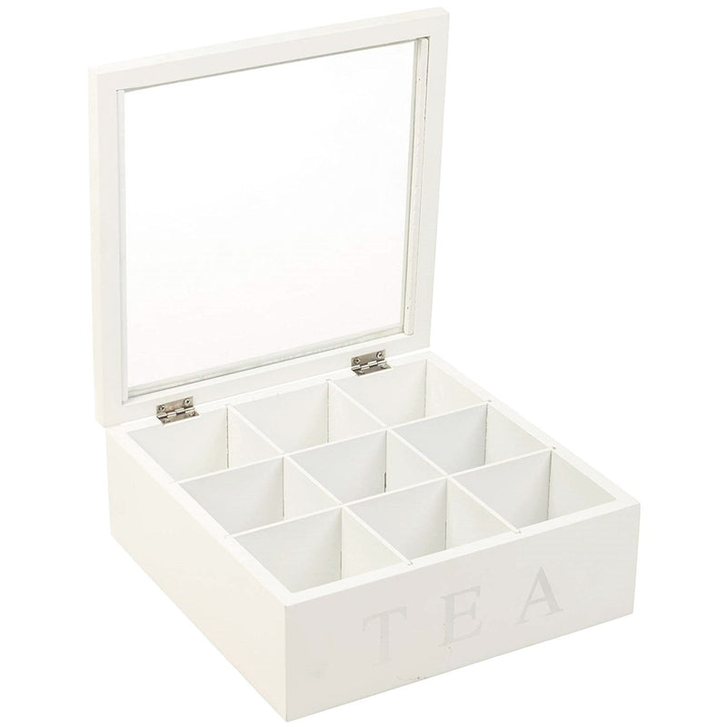 Unigift Wooden Tea Box - White 9 Compartments