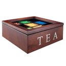 Unigift Wooden Tea Box - Brown 9 Compartments
