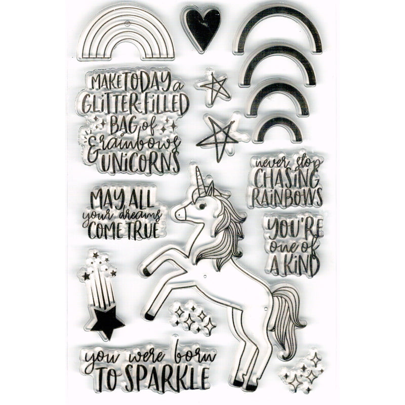 Unicorn Rainbow Star Clear Stamps Set