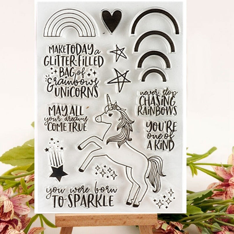 Kraft Collection Unicorn Rainbow Star Clear Stamps Set
