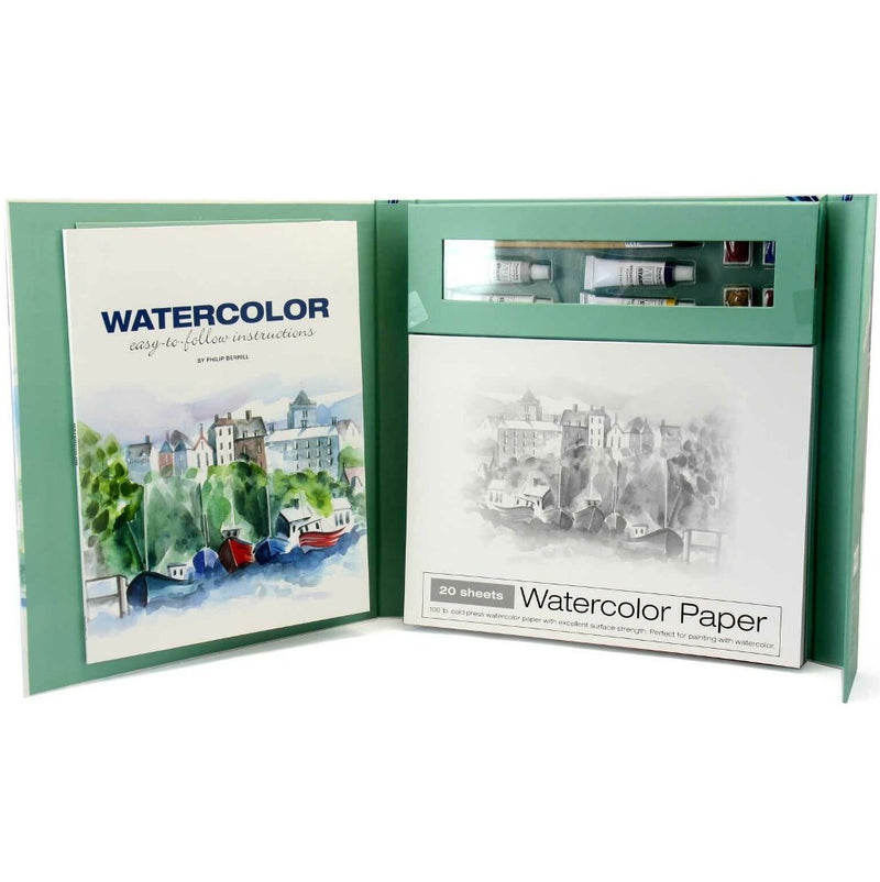 SpiceBox Art & Craft Painting Kit - Watercolor Book, Paper & Paints - The Easy Way