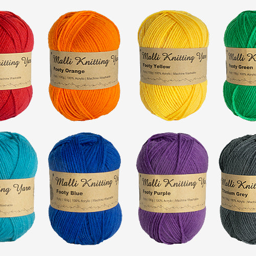 Malli Knitting Malli Knitting 100g Acrylic Yarn - Footy Yellow